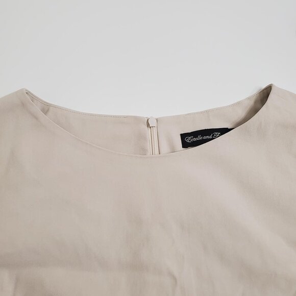 Estelle and Finn Womens Tunic Top Size 14 3/4 Sleeve Beige Stretch Lined - Picture 5 of 15